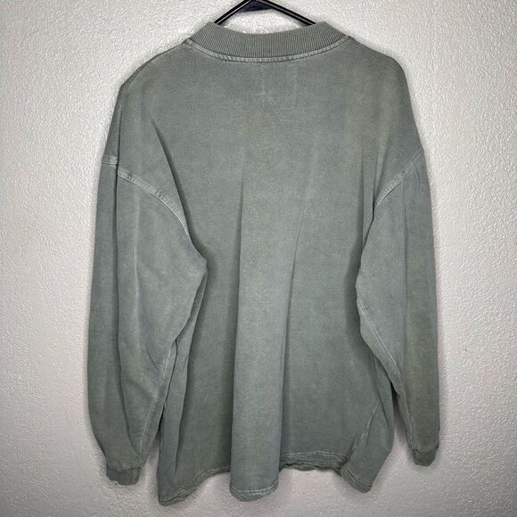 VTG MCINTOSH SEYMOUR Rugby Sweatshirt Made in USA 1/4 Button Sage Faded Size L - Picture 3 of 5